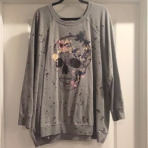 Torrid grey skull sweatshirt